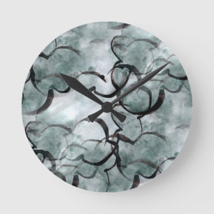 Horloge Ronde avant-garde d'art grise, peinture de main noire