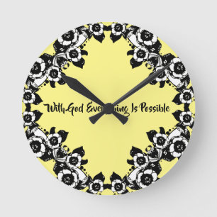 Horloge Ronde Avec Dieu, tout est possible, citations bibliques