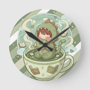 Horloge Ronde Aventure de la tasse Dino