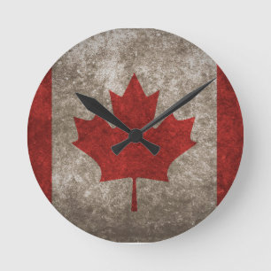 Horloge Ronde Awesome Canadian Flag Design