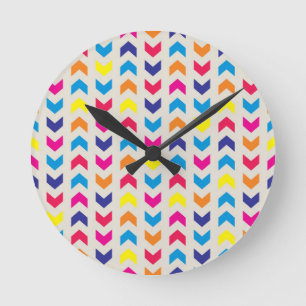 Horloge Ronde Aztec Chevron coloré
