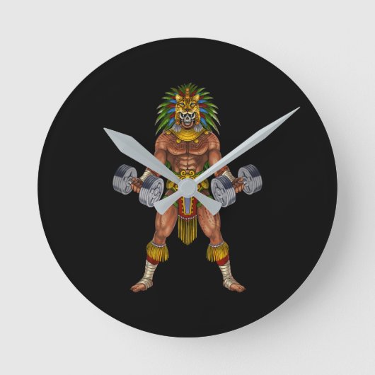 Horloge Ronde Aztec Warrior Weightlifting (Recto)