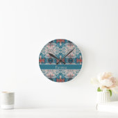 Horloge Ronde Azure Bloom, personnalisé (Maison)