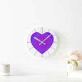 Horloge Ronde B&W Purple Hearts Beating (Maison)