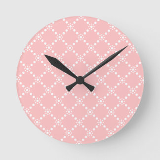 Horloge Ronde Baby Baby rosa mit weißen Blumen