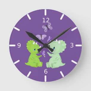 Horloge Ronde Baby Dinosaurs & Butterflies -