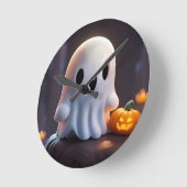 Horloge Ronde Baby Ghost Déplaisant mignon caractère Halloween (Angle)