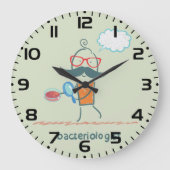 Horloge Ronde Bactériologiste drôle scientifique avec grande mou (Recto)