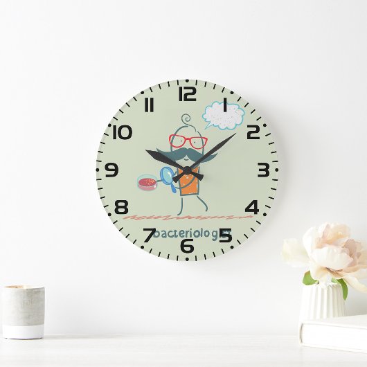 Horloge Ronde Bactériologiste drôle scientifique avec grande mou