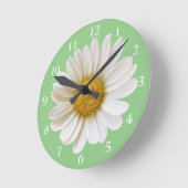 Horloge Ronde Baise blanche sur Sage Green Floral (Angle)