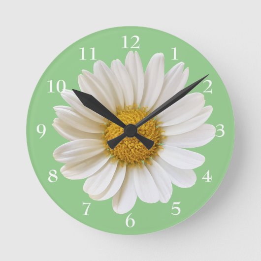 Horloge Ronde Baise blanche sur Sage Green Floral (Recto)