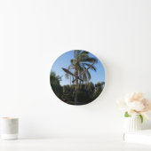 Horloge Ronde Balayage d'un palmier sous un ciel clair (Maison)