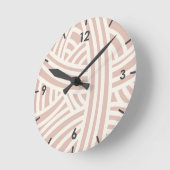 Horloge Ronde Balle Abstraite en fils rose lavé au soleil (Angle)