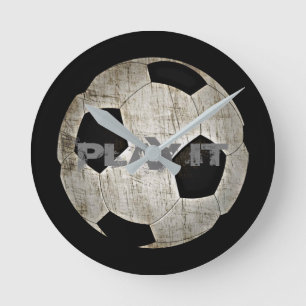 Horloge Ronde Balle de football Garçons noirs et blancs Décora