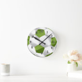 Horloge Ronde Balle de soccer verte et blanche (Maison)