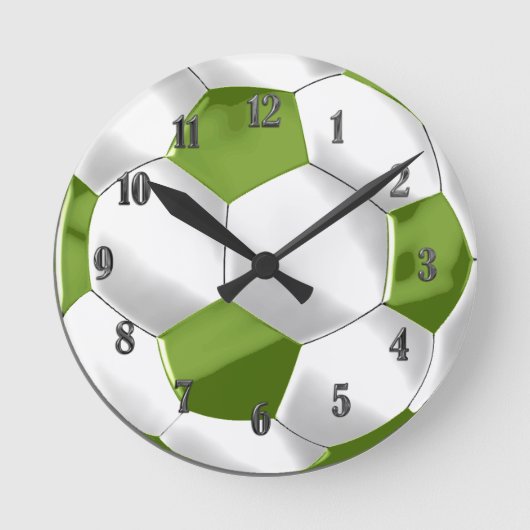 Horloge Ronde Balle de soccer verte et blanche (Recto)