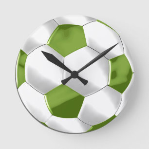 Horloge Ronde Balle de soccer verte et blanche