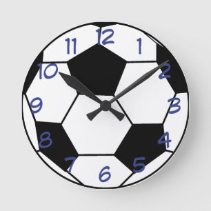 Horloge Ronde Ballon de football avec l'horloge murale bleue