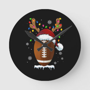 Horloge Ronde Ballon de Football de Noël Santa Lumières Drôle Ga