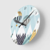 Horloge Ronde Ballons à air chaud bleu (Angle)