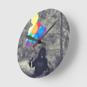 Horloge Ronde ballons d'anniversaire (Angle)