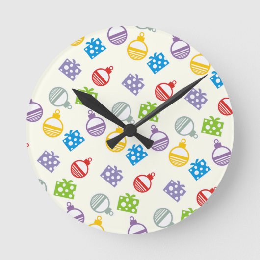 Horloge Ronde Bals de Noël mignons et cadeaux motif (Recto)
