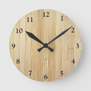 Horloge Ronde Bambou-Look
