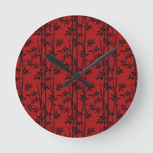 Horloge Ronde Bambou rouge et noir (Recto)