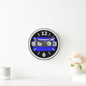 Horloge Ronde Bande à cassette bleu néon (Maison)