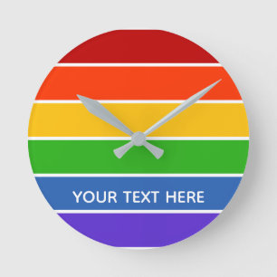 Horloge Ronde Bande arc-en-ciel blanche
