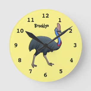 Horloge Ronde Bande dessinée d'oiseau joyeux