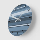 Horloge Ronde Bandes bleu gris (Angle)