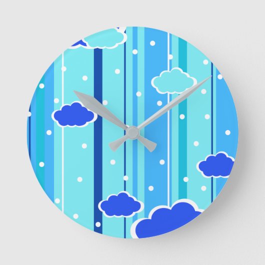 Horloge Ronde bandes bleues nuages points (Recto)