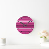 Horloge Ronde Bandes de Fuschia (Maison)