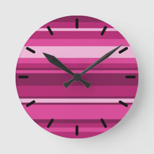 Horloge Ronde Bandes de Fuschia