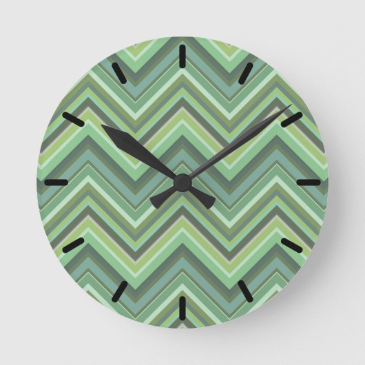 Horloge Ronde Bandes de zigzag vert olive (Recto)