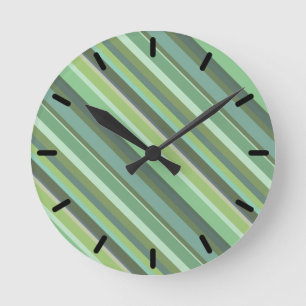 Horloge Ronde Bandes diagonales vert olive