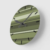 Horloge Ronde Bandes vert olive (Angle)