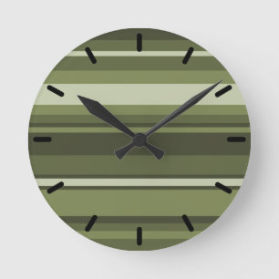 Horloge Ronde Bandes vert olive