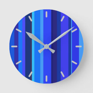 Horloge Ronde Bandes verticales bleues