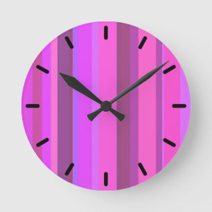 Horloge Ronde Bandes verticales roses