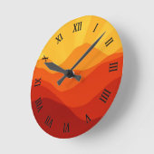 Horloge Ronde Bannière Sunset Mountains (Angle)