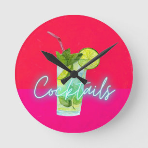Horloge Ronde Bar à cocktails coloré moderne Art