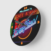 Horloge Ronde BAR-NEON CAFE SUR MESURE SIGNE Happy hour (Angle)