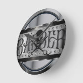 Horloge Ronde barber Chrome metal design (Angle)
