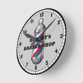 Horloge Ronde Barber Shop Barber Pole Custom (Angle)
