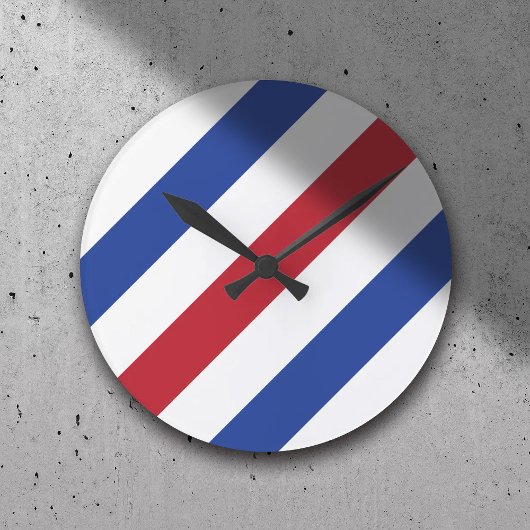 Horloge Ronde Barber Shop Hair Styliste Minimaliste Blue Red Sti
