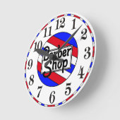 Horloge Ronde Barbershop Traditional Stripes (Angle)