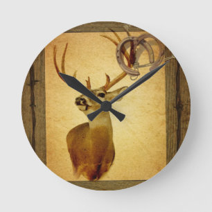 Horloge Ronde Barn wood buck white