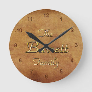 Horloge Ronde BARRETT Family Clan Reunion Custom Design Clock